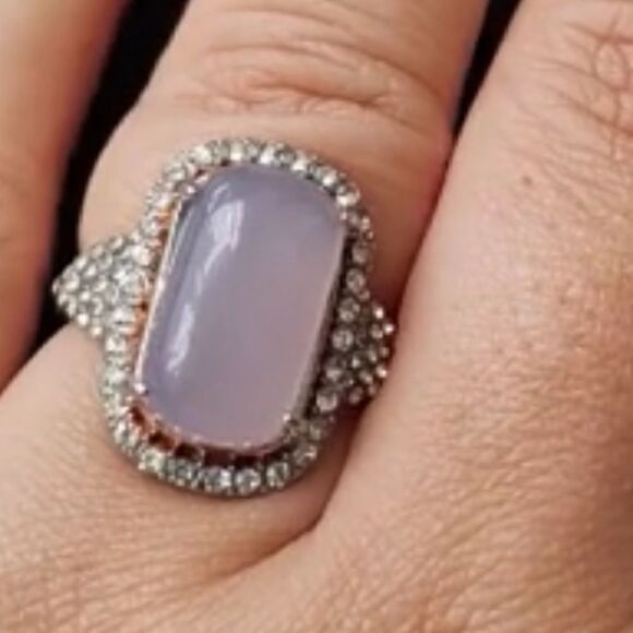 HUGE Crystal Zircon Ring Rose Gold and White Zircon Ring - Picture 7 of 14